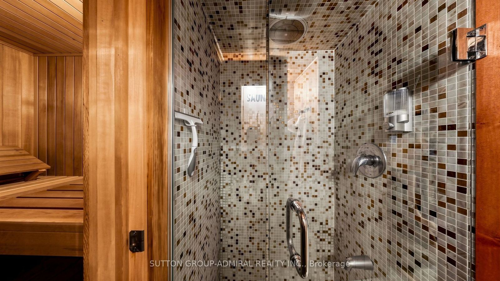 Mosaic-tiled steam shower